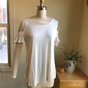 Off White Ruffle Cold Shoulder Old Navy Blouse
